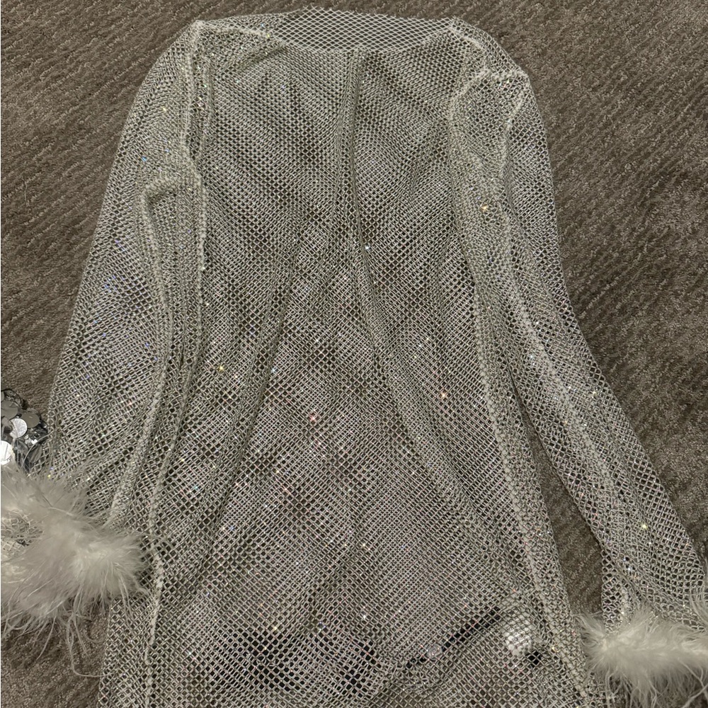 White fox 
Disco inferno long sleeve mini dress 
S-M